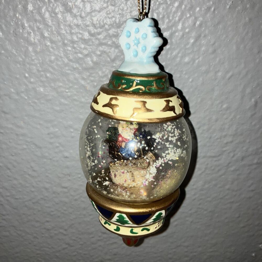 Christmas Ornament Vintage Kirkland Signature Waterglobe Santa Sack Snow Globe